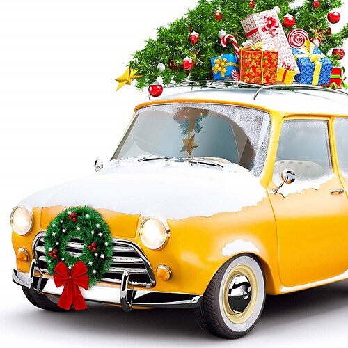 Christmas Car Wreath Decorative LED Lighted Car Wreath Red Bow Berries Wreath Artificial Leaves Car Wreath for Truck SUV Mounting Equipment Holiday Festival Decoration
Christmas Car Wreath Decorative LED Lighted Car Wreath Red Bow Berries Wreath Artificial Leaves Car Wreath for Truck SUV Mounting Equipment Holiday Festival Decoration