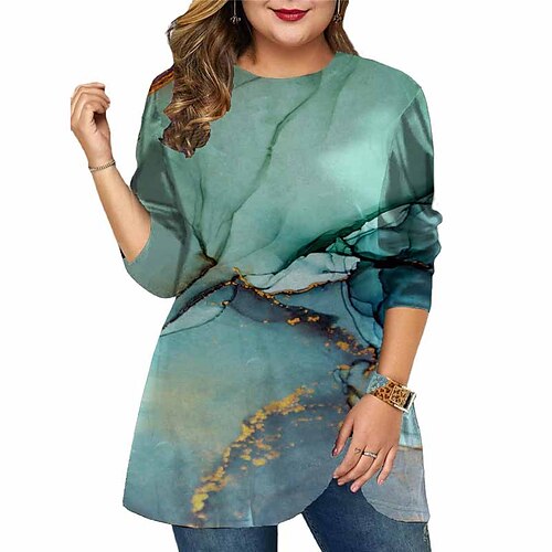 Women's Plus Size Tops T shirt Tee Color Gradient Print Long Sleeve Crewneck Casual Daily Holiday Cotton Spandex Jersey Winter Fall Green Blue
Women's Plus Size Tops T shirt Tee Color Gradient Print Long Sleeve Crewneck Casual Daily Holiday Cotton Spandex Jersey Winter Fall Green Blue