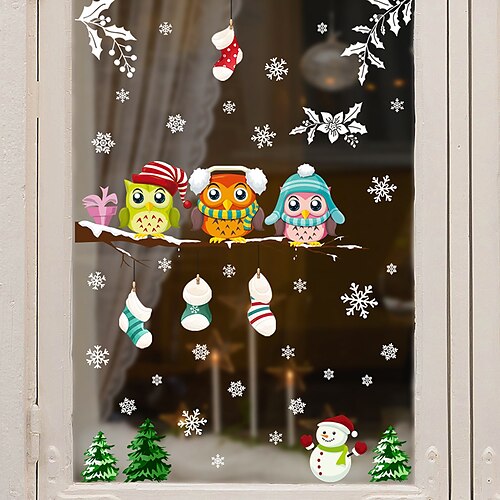 PVC Static Cling Christmas Tree Branches Owl Snowflakes Glass Film Window Sticker Home Bathroom Decortion / Window Film / Window Sticker / Door Sticker Wall Stickers for bedroom living room
PVC Static Cling Christmas Tree Branches Owl Snowflakes Glass Film Window Sticker Home Bathroom Decortion / Window Film / Window Sticker / Door Sticker Wall Stickers for bedroom living room