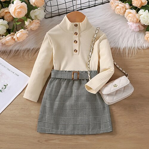 Toddler Girls' Plaid Clothing Set Set Long Sleeve Fashion School 7-13 Years Winter Beige / Fall / Above Knee
Toddler Girls' Plaid Clothing Set Set Long Sleeve Fashion School 7-13 Years Winter Beige / Fall / Above Knee