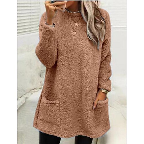 Women's Sweatshirt Pullover Sherpa Fleece Teddy Pocket Green Blue Purple Solid Color Street Round Neck Long Sleeve Fleece S M L XL 2XL 3XL
Women's Sweatshirt Pullover Sherpa Fleece Teddy Pocket Green Blue Purple Solid Color Street Round Neck Long Sleeve Fleece S M L XL 2XL 3XL