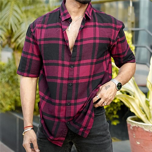 Men's Shirt Plaid Turndown Fuchsia 3D Print Outdoor Street Short Sleeves Button-Down Print Clothing Apparel Fashion Designer Casual Breathable / Summer
Men's Shirt Plaid Turndown Fuchsia 3D Print Outdoor Street Short Sleeves Button-Down Print Clothing Apparel Fashion Designer Casual Breathable / Summer