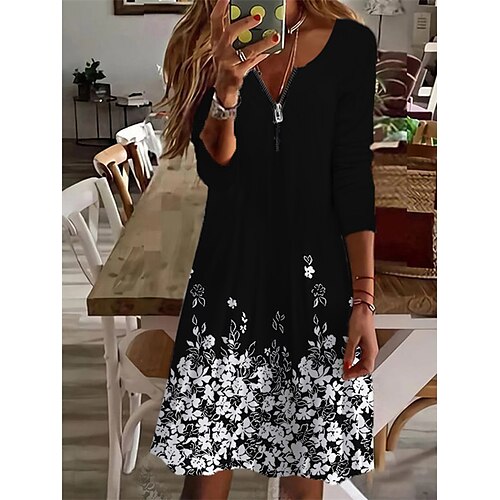 Women's Casual Dress Shift Dress Midi Dress Black And White Black Blue Long Sleeve Floral Zipper Winter Fall Autumn Crew Neck Fashion Winter Dress Weekend Fall Dress 2022 L XL XXL XXXL 4XL 5XL 6XL
Women's Casual Dress Shift Dress Midi Dress Black And White Black Blue Long Sleeve Floral Zipper Winter Fall Autumn Crew Neck Fashion Winter Dress Weekend Fall Dress 2022 L XL XXL XXXL 4XL 5XL 6XL