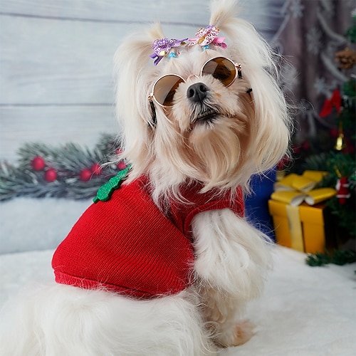 

Dog Cat Vest Christmas Tree Adorable Stylish Ordinary Casual Daily Outdoor Christmas Winter Dog Clothes Puppy Clothes Dog Outfits Warm Red Costume for Girl and Boy Dog Plush S M L XL