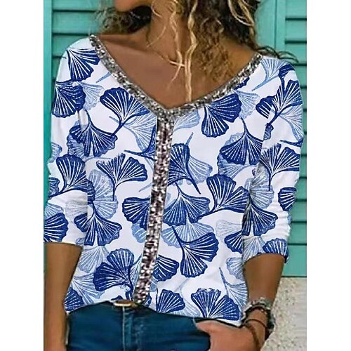 T shirt Tee Femme Blanche Bleu Feuille Imprimer manche longue Vacances Fin de semaine basique Col V Normal Standard Fleur Peinture S
T shirt Tee Femme Blanche Bleu Feuille Imprimer manche longue Vacances Fin de semaine basique Col V Normal Standard Fleur Peinture S
