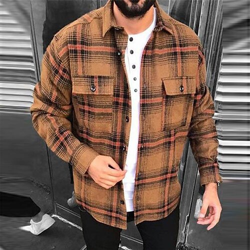 Men's Coat With Pockets Daily Wear Vacation Going out Single Breasted Turndown Streetwear Casual Daily Outdoor Jacket Outerwear Plaid Print Yellow
Men's Coat With Pockets Daily Wear Vacation Going out Single Breasted Turndown Streetwear Casual Daily Outdoor Jacket Outerwear Plaid Print Yellow