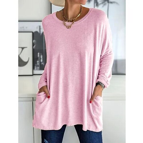 Suéter casual de manga longa de algodão para mulheres camisetas femininas de bolso de cor sólida camisetas soltas de gola redonda
Suéter casual de manga longa de algodão para mulheres camisetas femininas de bolso de cor sólida camisetas soltas de gola redonda