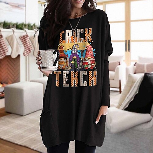 Women's T shirt Tee Light gray Gray Black Text Santa's Helper Pocket Print Long Sleeve Christmas Weekend Basic Round Neck Long Painting S
Women's T shirt Tee Light gray Gray Black Text Santa's Helper Pocket Print Long Sleeve Christmas Weekend Basic Round Neck Long Painting S
