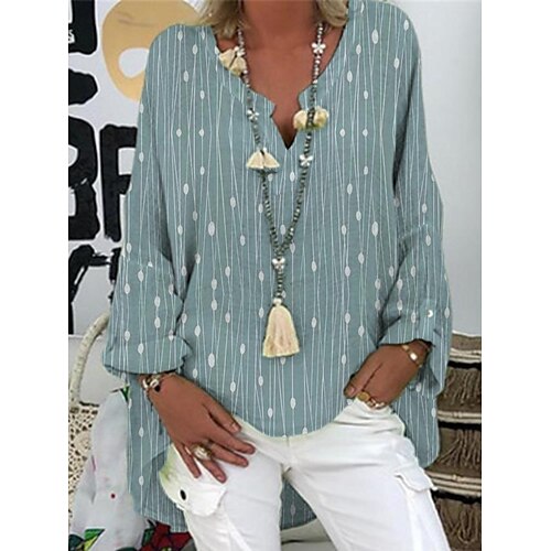 Women's Shirt Green Gray White Polka Dot Striped Print Long Sleeve Casual Basic V Neck Regular S
Women's Shirt Green Gray White Polka Dot Striped Print Long Sleeve Casual Basic V Neck Regular S