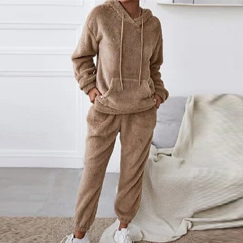Women's Pajamas Winter Sets Sleep Shirt Pure Color Simple Comfort Soft Home Daily Vacation Polyester Warm Hoodie Long Sleeve Pocket Winter Fall Brown / Plush
Women's Pajamas Winter Sets Sleep Shirt Pure Color Simple Comfort Soft Home Daily Vacation Polyester Warm Hoodie Long Sleeve Pocket Winter Fall Brown / Plush