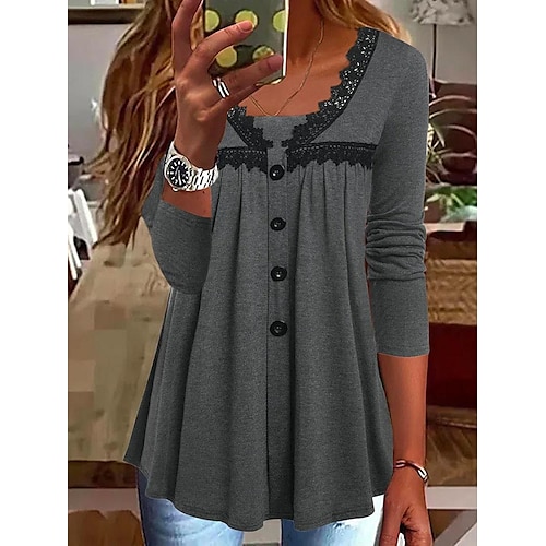 Mujer Camisa Gris Plano Botón Ajuste de encaje Manga Larga Casual Básico Escote en Pico Regular S
Mujer Camisa Gris Plano Botón Ajuste de encaje Manga Larga Casual Básico Escote en Pico Regular S