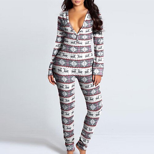 Women's Jumpsuit Button Print Animal V Neck Casual Home Daily Regular Fit Long Sleeve Gray S M L Winter
Women's Jumpsuit Button Print Animal V Neck Casual Home Daily Regular Fit Long Sleeve Gray S M L Winter