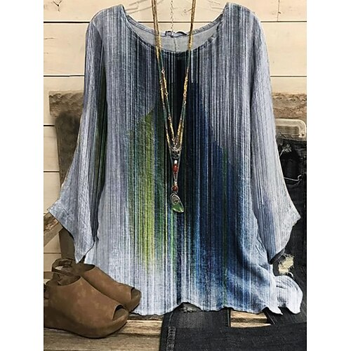 Women's Shirt Blue Purple Yellow Striped Print Long Sleeve Casual Basic Round Neck Regular S
Women's Shirt Blue Purple Yellow Striped Print Long Sleeve Casual Basic Round Neck Regular S