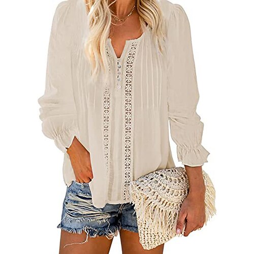 Women's Shirt Black Blue Pink Plain Button Cut Out Long Sleeve Casual Basic V Neck Regular S
Women's Shirt Black Blue Pink Plain Button Cut Out Long Sleeve Casual Basic V Neck Regular S