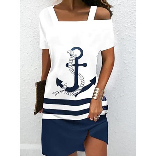 Women's T Shirt Dress Tee Dress Sheath Dress Mini Dress White Short Sleeve Geometric Cold Shoulder Fall Summer One Shoulder 2022 S M L XL XXL 3XL
Women's T Shirt Dress Tee Dress Sheath Dress Mini Dress White Short Sleeve Geometric Cold Shoulder Fall Summer One Shoulder 2022 S M L XL XXL 3XL