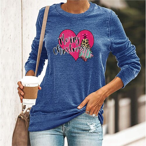 Women's T shirt Tee Green Blue Yellow Heart Letter Print Long Sleeve Christmas Casual Basic Christmas Round Neck Regular Cotton Floral S
Women's T shirt Tee Green Blue Yellow Heart Letter Print Long Sleeve Christmas Casual Basic Christmas Round Neck Regular Cotton Floral S