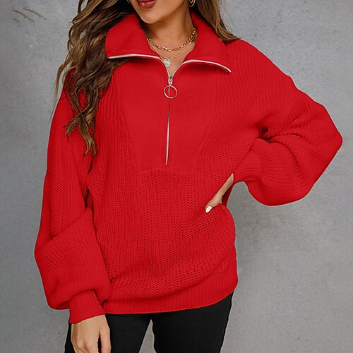 Dame Pullover trøje Jumper Rillet Strikke Lynlås Strikket Ren farve Krave Stilfuld Afslappet udendørs Daglig Vinter Efterår Grøn Rød S M L / Langærmet / Ferie / Regulær / I-byen-tøj
Dame Pullover trøje Jumper Rillet Strikke Lynlås Strikket Ren farve Krave Stilfuld Afslappet udendørs Daglig Vinter Efterår Grøn Rød S M L / Langærmet / Ferie / Regulær / I-byen-tøj