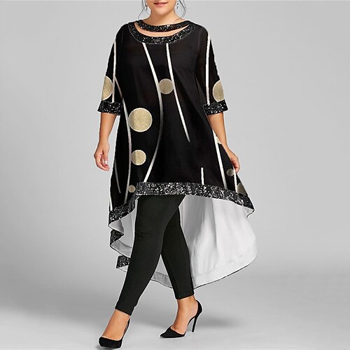 Women's Plus Size Casual Dress Geometric Boat Neck Print Half Sleeve Winter Fall Casual Maxi long Dress Vacation Going out Dress
Women's Plus Size Casual Dress Geometric Boat Neck Print Half Sleeve Winter Fall Casual Maxi long Dress Vacation Going out Dress