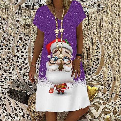 Women's Christmas Casual Dress T Shirt Dress Tee Dress Knee Length Dress Green Blue Purple Red Gray Black Short Sleeve Santa Claus Snowflake Print Fall Winter V Neck Stylish Casual 2022 XXS XS S M L
Women's Christmas Casual Dress T Shirt Dress Tee Dress Knee Length Dress Green Blue Purple Red Gray Black Short Sleeve Santa Claus Snowflake Print Fall Winter V Neck Stylish Casual 2022 XXS XS S M L