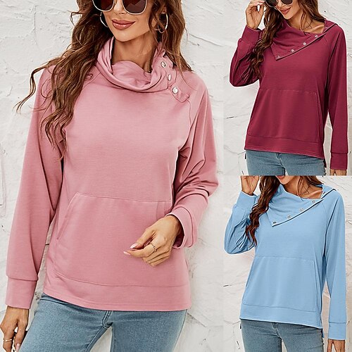 Women's Hoodie Button Solid / Plain Color Basic High Neck Standard Winter Wine Red Blue Pink
Women's Hoodie Button Solid / Plain Color Basic High Neck Standard Winter Wine Red Blue Pink