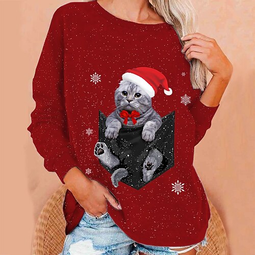 Women's Sweatshirt Pullover Streetwear Red Cat Christmas Round Neck Long Sleeve S M L XL 2XL 3XL
Women's Sweatshirt Pullover Streetwear Red Cat Christmas Round Neck Long Sleeve S M L XL 2XL 3XL