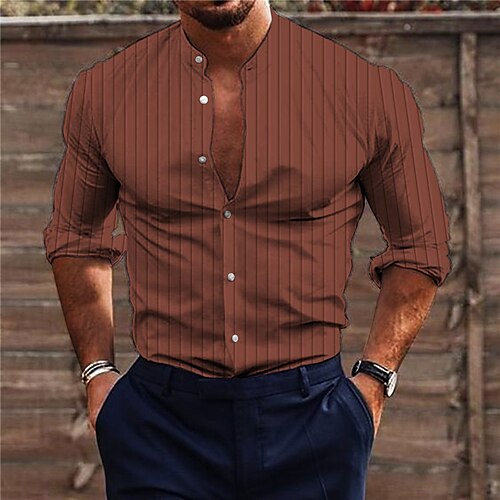 Men's Shirt Striped Stand Collar Brown 3D Print Outdoor Street Long Sleeve Button-Down Print Clothing Apparel Fashion Designer Casual Breathable
Men's Shirt Striped Stand Collar Brown 3D Print Outdoor Street Long Sleeve Button-Down Print Clothing Apparel Fashion Designer Casual Breathable