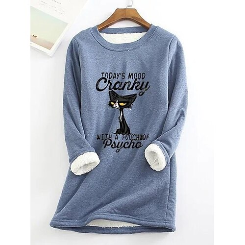 Women's Sweatshirt Pullover Sherpa Fleece Teddy Black Blue Gray Cat Street Round Neck Long Sleeve Fleece S M L XL XXL 3XL
Women's Sweatshirt Pullover Sherpa Fleece Teddy Black Blue Gray Cat Street Round Neck Long Sleeve Fleece S M L XL XXL 3XL