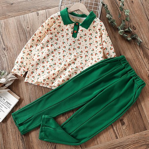 Kids Girls' Pants Suit 2 Pieces Long Sleeve Green Floral Pocket School Casual Fashion Daily Long Maxi 7-13 Years
Kids Girls' Pants Suit 2 Pieces Long Sleeve Green Floral Pocket School Casual Fashion Daily Long Maxi 7-13 Years