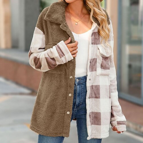 Women's Teddy Coat Warm Breathable Outdoor Holiday Daily Wear Going out Patchwork Pocket Single Breasted Turndown Fashion Comfortable Street Style Plaid Regular Fit Outerwear Long Sleeve Winter Fall
Women's Teddy Coat Warm Breathable Outdoor Holiday Daily Wear Going out Patchwork Pocket Single Breasted Turndown Fashion Comfortable Street Style Plaid Regular Fit Outerwear Long Sleeve Winter Fall