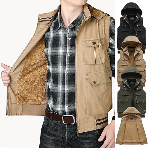 Men's Fishing Vest Hiking Fleece Vest Sleeveless Outerwear Trench Coat Top Outdoor Thermal Warm Breathable Front Zipper Lightweight Winter Pocket Stylish Cotton Black Army Green Khaki Work Hunting
Men's Fishing Vest Hiking Fleece Vest Sleeveless Outerwear Trench Coat Top Outdoor Thermal Warm Breathable Front Zipper Lightweight Winter Pocket Stylish Cotton Black Army Green Khaki Work Hunting
