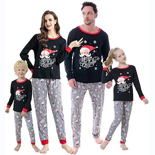 Family Look Christmas Pajamas Letter Santa Claus Snowflake Home Black Long Sleeve Basic Matching Outfits
Family Look Christmas Pajamas Letter Santa Claus Snowflake Home Black Long Sleeve Basic Matching Outfits