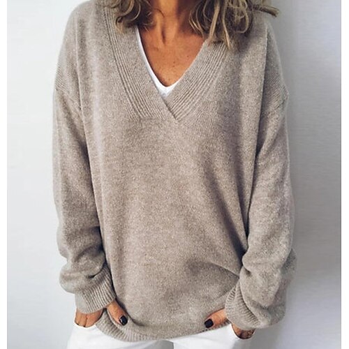 Women's Pullover Sweater Jumper Crochet Knit Cropped Solid Color V Neck Basic Casual Home Daily Winter Fall Light Brown S M L
Women's Pullover Sweater Jumper Crochet Knit Cropped Solid Color V Neck Basic Casual Home Daily Winter Fall Light Brown S M L