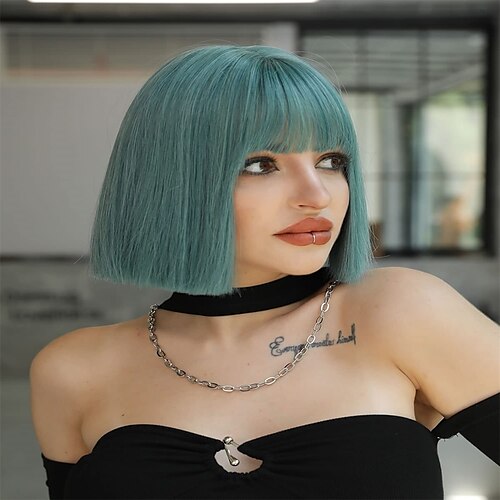 Blue Short Straight Bob Wig with Bangs -10 Colorful Heat-resistant Synthetic Wig Christmas Party Wigs Daily Use
Blue Short Straight Bob Wig with Bangs -10 Colorful Heat-resistant Synthetic Wig Christmas Party Wigs Daily Use