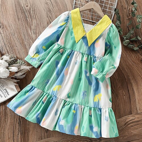 Kids Girls' Dress Flower Casual Dress Knee-length Dress School Tie Knot 3/4 Length Sleeve Fashion Dress 3-13 Years Winter Green / Fall / Spring / Summer
Kids Girls' Dress Flower Casual Dress Knee-length Dress School Tie Knot 3/4 Length Sleeve Fashion Dress 3-13 Years Winter Green / Fall / Spring / Summer