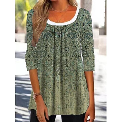 Women's Shirt Green Blue Navy Blue Paisley Print Long Sleeve Casual Holiday Basic Round Neck Regular S
Women's Shirt Green Blue Navy Blue Paisley Print Long Sleeve Casual Holiday Basic Round Neck Regular S