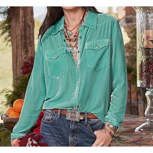 Women's Blouse Button Front Velvet Solid / Plain Color Elegant & Luxurious Regular Spring & Fall
Women's Blouse Button Front Velvet Solid / Plain Color Elegant & Luxurious Regular Spring & Fall