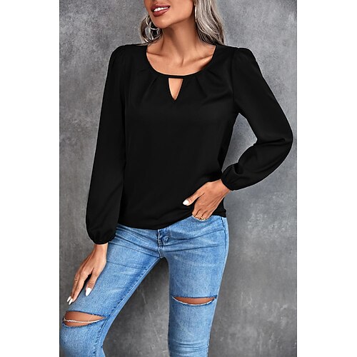 Women's Blouse Hollow Out Solid / Plain Color Basic Round Neck Standard Spring & Fall Green Black
Women's Blouse Hollow Out Solid / Plain Color Basic Round Neck Standard Spring & Fall Green Black
