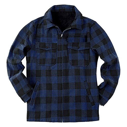 Men's Jacket Daily Wear Vacation Going out Zipper Turndown Warm Ups Leisure Check Jacket Outerwear Plaid Front Zip Multi Pocket Green Blue Red
Men's Jacket Daily Wear Vacation Going out Zipper Turndown Warm Ups Leisure Check Jacket Outerwear Plaid Front Zip Multi Pocket Green Blue Red