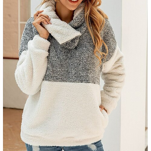 Women's Sweatshirt Pullover Sherpa Fleece Teddy Zipper Red Gray Color Block Street V Neck Long Sleeve Fleece S M L XL
Women's Sweatshirt Pullover Sherpa Fleece Teddy Zipper Red Gray Color Block Street V Neck Long Sleeve Fleece S M L XL