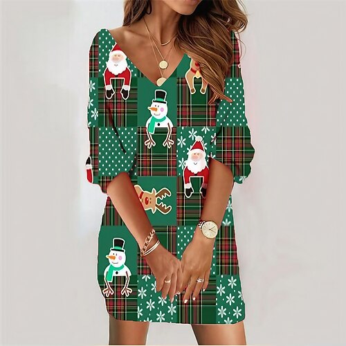 Women's Christmas Sweatshirt Dress Shift Dress Mini Dress Green 3/4 Length Sleeve Plaid Print Winter Fall Autumn V Neck Loose Fit 2022 S M L XL XXL 3XL
Women's Christmas Sweatshirt Dress Shift Dress Mini Dress Green 3/4 Length Sleeve Plaid Print Winter Fall Autumn V Neck Loose Fit 2022 S M L XL XXL 3XL
