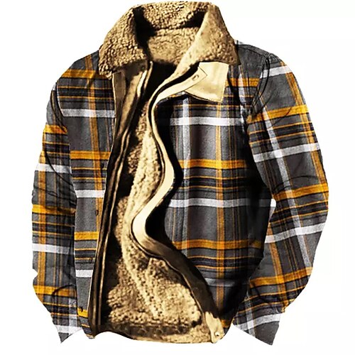 Men's Coat Fleece Lining With Pockets Daily Wear Vacation Going out Zipper Turndown Casual Daily Outdoor Comfort Jacket Outerwear Plaid Zipper Fleece Print Yellow
Men's Coat Fleece Lining With Pockets Daily Wear Vacation Going out Zipper Turndown Casual Daily Outdoor Comfort Jacket Outerwear Plaid Zipper Fleece Print Yellow