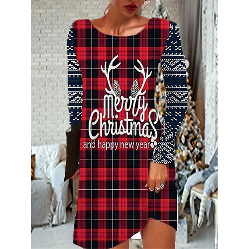 Women's Christmas Casual Dress T Shirt Dress Tee Dress Mini Dress Green Wine Gray Long Sleeve Plaid Letter Snowflake Pocket Print Winter Fall Crew Neck Vacation Casual 2022 S M L XL XXL 3XL
Women's Christmas Casual Dress T Shirt Dress Tee Dress Mini Dress Green Wine Gray Long Sleeve Plaid Letter Snowflake Pocket Print Winter Fall Crew Neck Vacation Casual 2022 S M L XL XXL 3XL