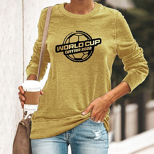 Women's T shirt Tee Green Blue Yellow Graphic Letter Print Long Sleeve Casual Daily Basic Round Neck Regular Cotton Painting S
Women's T shirt Tee Green Blue Yellow Graphic Letter Print Long Sleeve Casual Daily Basic Round Neck Regular Cotton Painting S