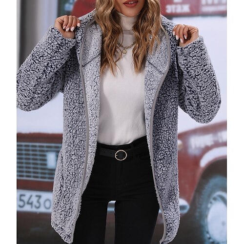 Women's Sherpa jacket Warm Street Casual Daily Casual Daily Pocket Single Breasted Lapel Casual Street Style Plain Regular Fit Outerwear Long Sleeve Winter Fall Dark Grey S M L XL XXL 3XL
Women's Sherpa jacket Warm Street Casual Daily Casual Daily Pocket Single Breasted Lapel Casual Street Style Plain Regular Fit Outerwear Long Sleeve Winter Fall Dark Grey S M L XL XXL 3XL
