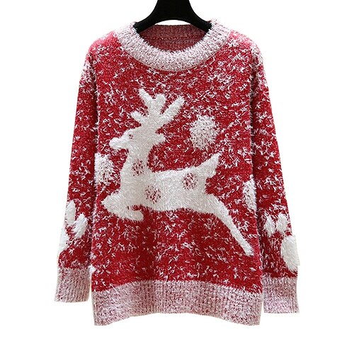 Women's Ugly Christmas Sweater Pullover Sweater Jumper Ribbed Knit Knitted Elk Crew Neck Stylish Casual Outdoor Christmas Winter Fall Red One-Size / Long Sleeve / Weekend / Holiday / Regular Fit
Women's Ugly Christmas Sweater Pullover Sweater Jumper Ribbed Knit Knitted Elk Crew Neck Stylish Casual Outdoor Christmas Winter Fall Red One-Size / Long Sleeve / Weekend / Holiday / Regular Fit