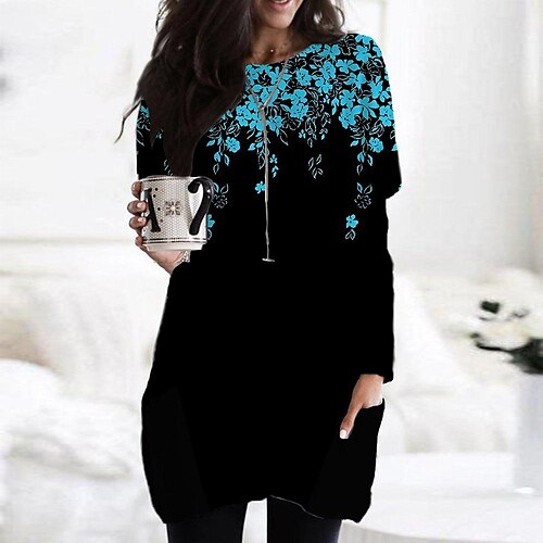 Women's T shirt Tee Green Floral Pocket Print Long Sleeve Casual Holiday Basic Round Neck Long Floral Painting S
Women's T shirt Tee Green Floral Pocket Print Long Sleeve Casual Holiday Basic Round Neck Long Floral Painting S