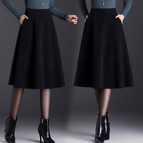 Women's Skirt Work Skirts Midi Woolen Brown Black Skirts Pocket Fashion Office / Career Daily M L XL
Women's Skirt Work Skirts Midi Woolen Brown Black Skirts Pocket Fashion Office / Career Daily M L XL