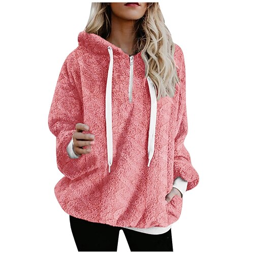 Women's Pullover Hoodie Sweatshirt Pullover Sherpa Fleece Pocket Quarter Zip Pink Wine Khaki Plain Striped Casual Hooded Long Sleeve S M L XL XXL
Women's Pullover Hoodie Sweatshirt Pullover Sherpa Fleece Pocket Quarter Zip Pink Wine Khaki Plain Striped Casual Hooded Long Sleeve S M L XL XXL