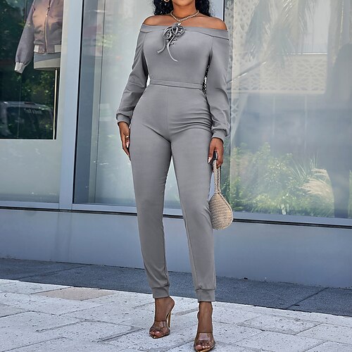 Women's Jumpsuit Drawstring Solid Color Off Shoulder Bodycon Daily Slim Long Sleeve Bishop Sleeve Blue Gray Black S M L Winter
Women's Jumpsuit Drawstring Solid Color Off Shoulder Bodycon Daily Slim Long Sleeve Bishop Sleeve Blue Gray Black S M L Winter
