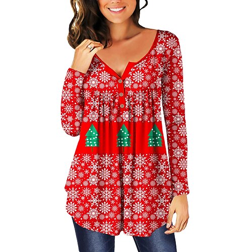 Women's Shirt Green Black Blue Dog Snowman Button Flowing tunic Long Sleeve Christmas Casual Streetwear Christmas V Neck Regular S / Print
Women's Shirt Green Black Blue Dog Snowman Button Flowing tunic Long Sleeve Christmas Casual Streetwear Christmas V Neck Regular S / Print
